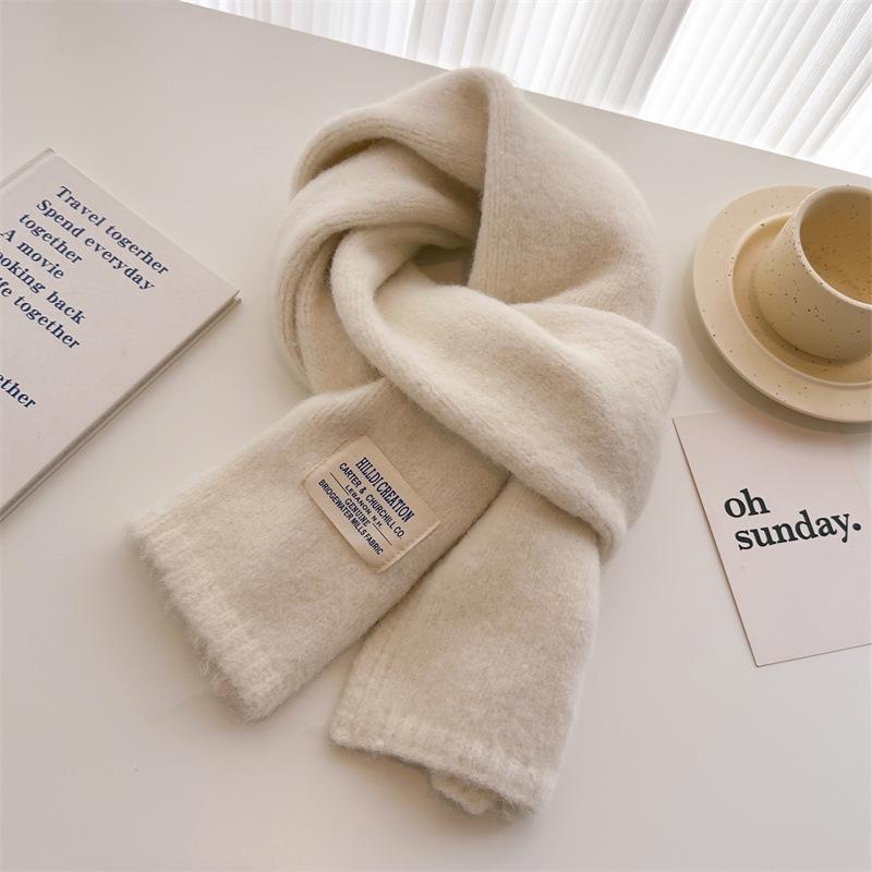 2024 Autumn/Winter New Solid Color Wool Knitted Scarf Medium Long Shawl Neck Versatile Warm For Women