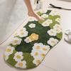Floor Moss Carpet Cartoon Flower Print Thick Great Water Absorption Non Slip Soft No Odor Bathroom