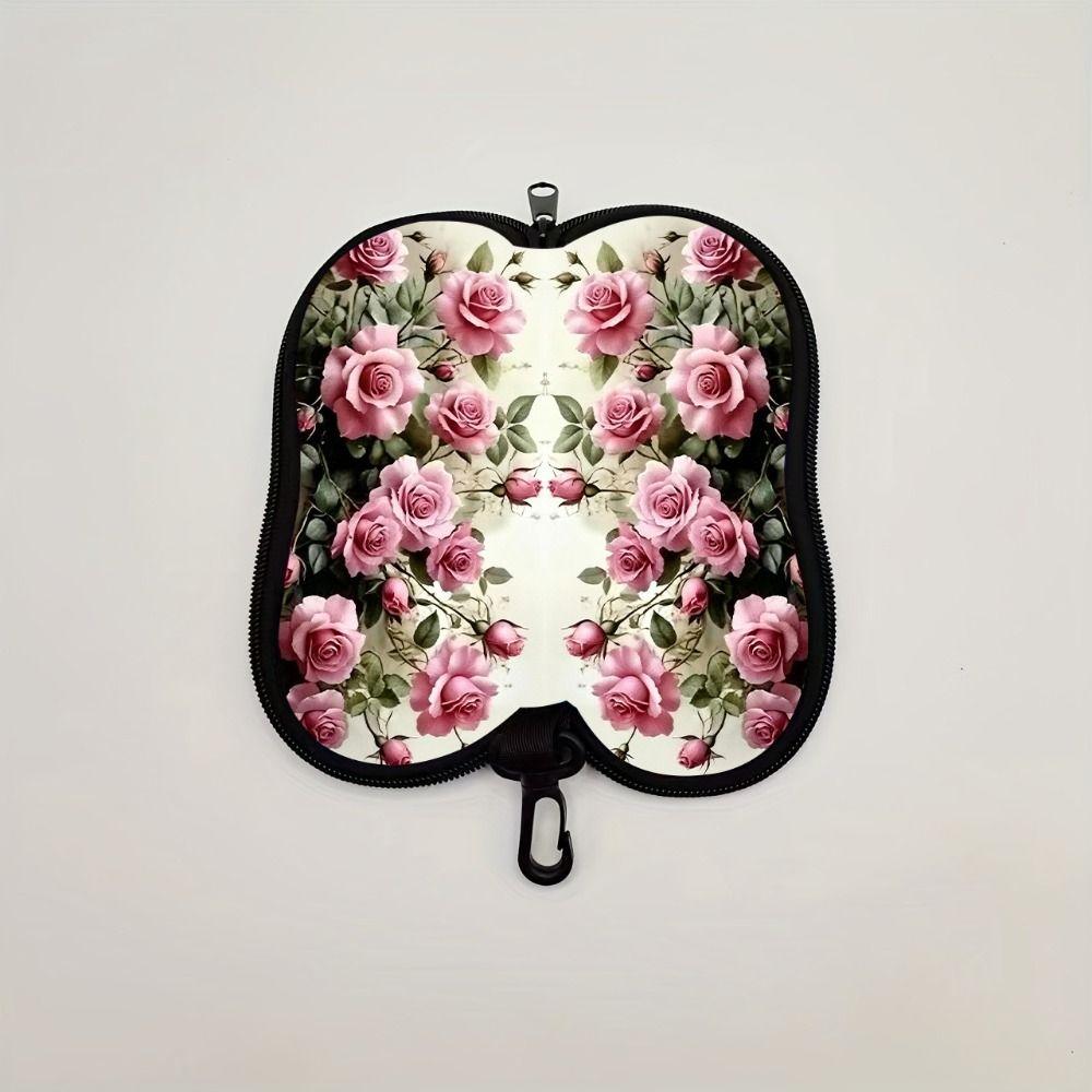 Hanging Rose Flower Print Eyeglass Case Soft Reading Glass Pouch Portable Sunglasses Holder  Gifts