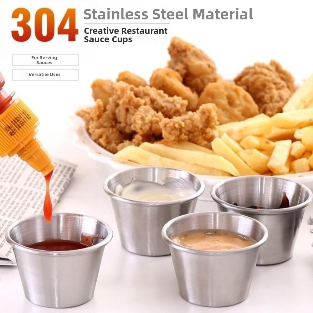 12PCS/SET Stainless Steel Barbecue Dipping Cup 304 Stainless Steel Seasoning Dish Barbecue Season