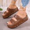 2025 Summer New Arrival Fashion Chunky Platform Women's Double-Buckle Studded Beach Sandals Hot Item Breathable