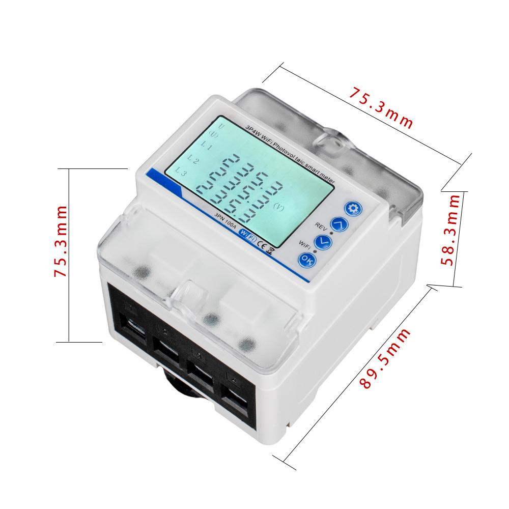 WiFi 3P4W Photovoltaic Meter Three Phase Reclosure   Intelligent Reclosing Protector LCD Display Overload Overvoltage Undervoltage Current L