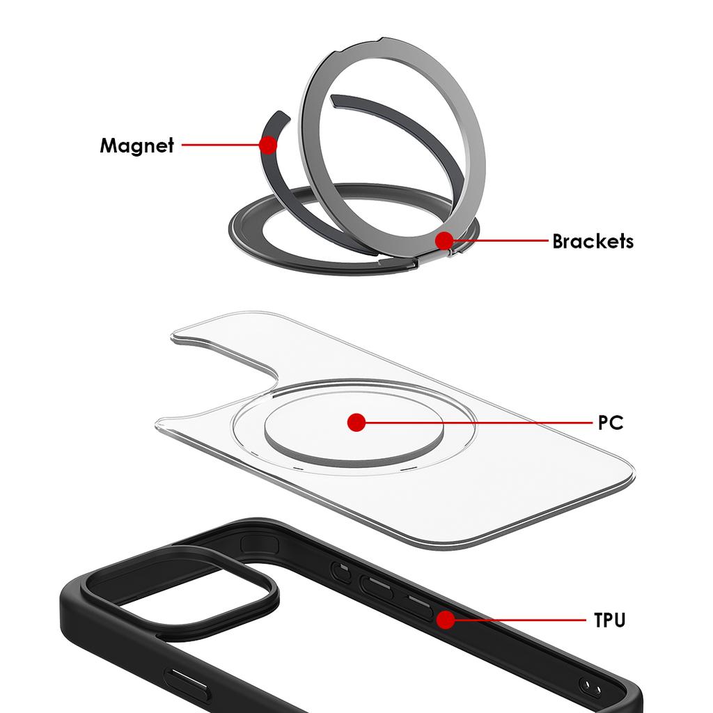 Матовый чехол для телефона с вращающейся подставкой на 360 ° для iPhone 13 14 15 Pro Max 15 14 Plus с магнитными кронштейнами Magsafe, защитный чехол для телефона