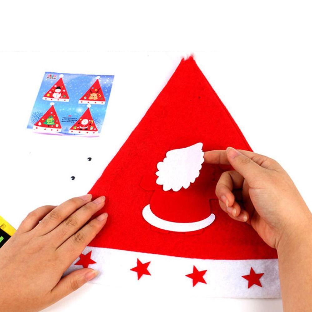 Non-woven Fabric DIY Christmas Hat Toy Santa Claus Kriss Kringle Hat Kids Xmas Arts Hats Toddlers