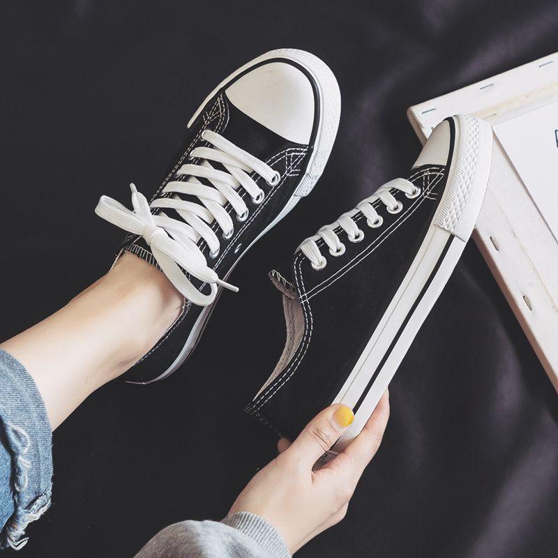 Туфли из парусины, одиночные студенческие туфли на плоской подошве, тканевые туфли ярко-розового цвета