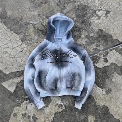 3D цифровая печать Градиентная толстовка Унисекс Уличная одежда Толстовка на молнии Свободный крой Длинный рукав
