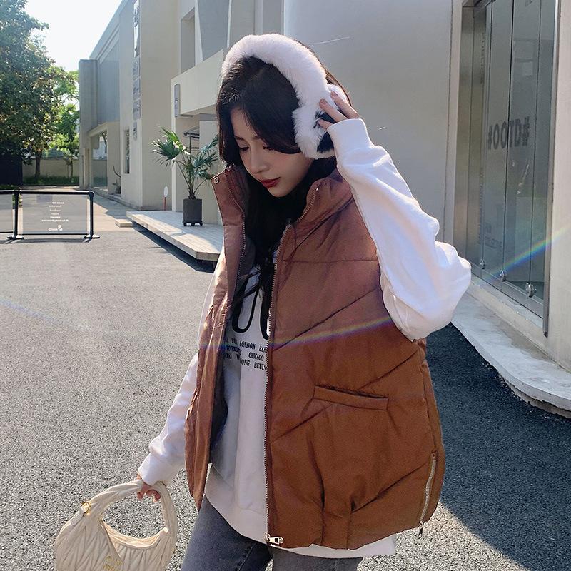 Down cotton vest women's winter short autumn and winter wear stand-up collar vest vest vest vest warm jacket tide