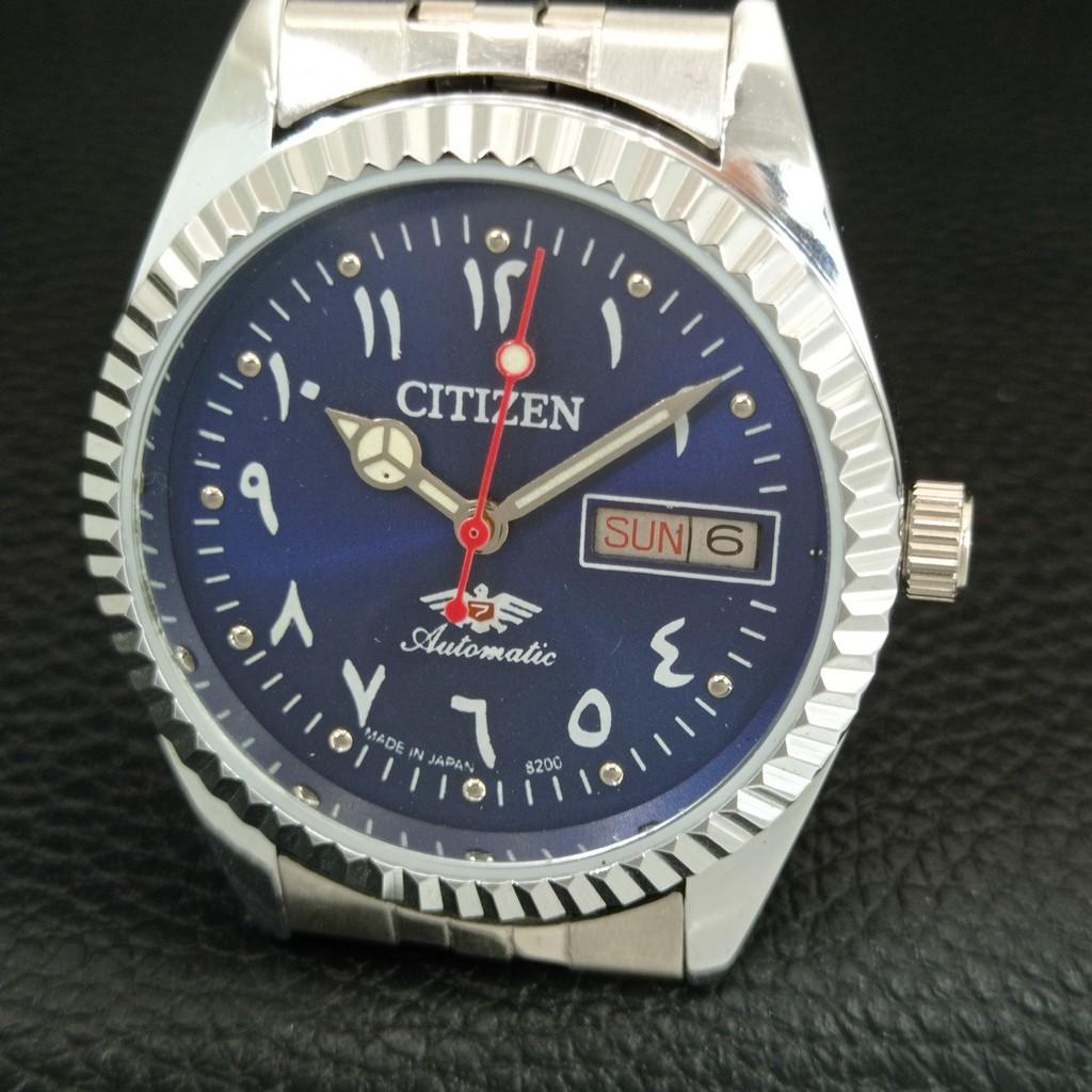 ВИНТАЖНЫЕ АВТОМАТИЧЕСКИЕ ЧАСЫ CITIZEN 8200 ВОССТАНОВЛЕННЫЕ ЯПОНИЯ МУЖСКИЕ С СИННИМ ЦИФЕРБЛАТОМ a446832-1