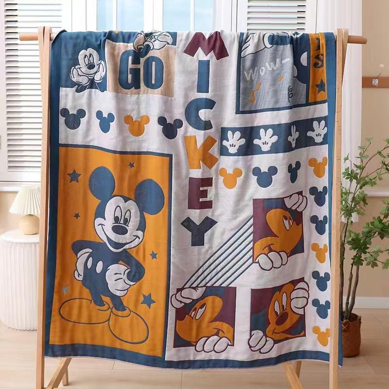 Four Seasons Baby Cotton Gauze Towel Quilt Newborn Cartoon Children's Baby Blanket Breathable Washed Cotton Lunch Break Blanket
