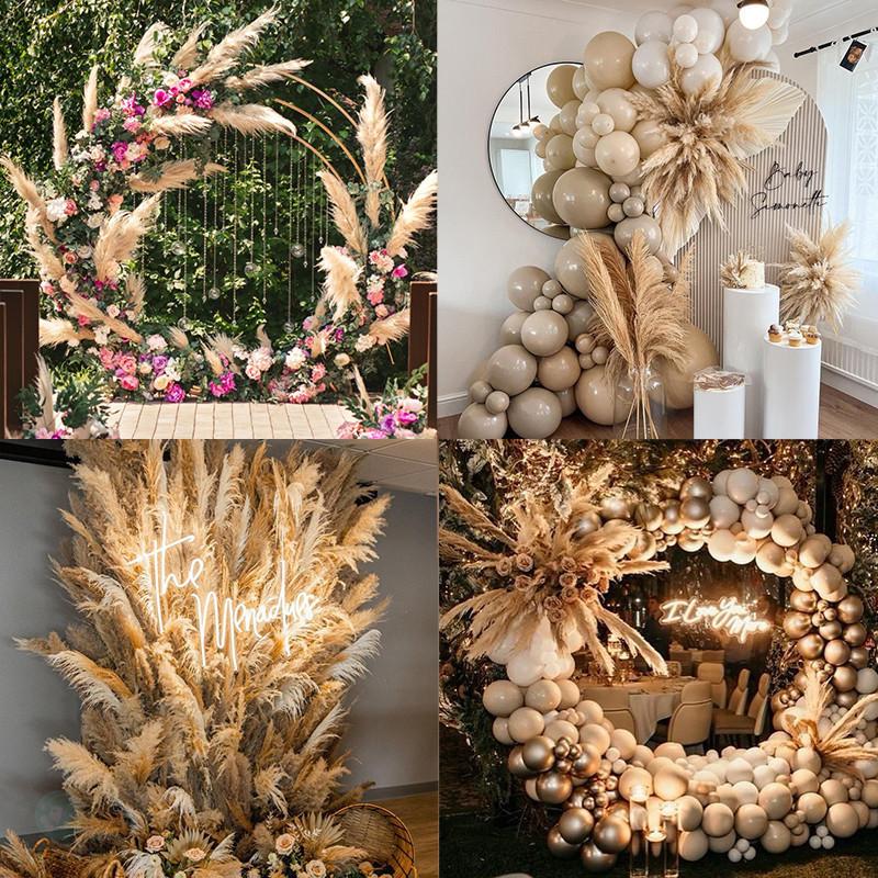 GeeParty 10Pcs Fluffy Pampas Grass Fake Reed Simulated Artificial Flower Boquet for Birthday Party Decoration