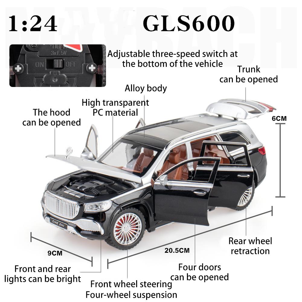 1/24 Scale Gls600 Alloy Model Car Children's Toy Car Gift Ornaments Simulation SUV Car Model Boys Collection