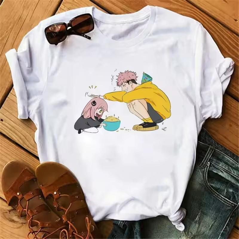 Аниме Spy X Family Футболка Женская Японская Мода Харадзюку Футболки с Коротким Рукавом Летние Топы Каваи О-Образный Вырез Женская Футболка Топ