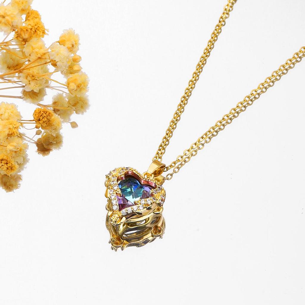 Шикарное не тускнеющее колье из титановой стали для женщин с уникальным дизайном и сверкающей медной подвеской