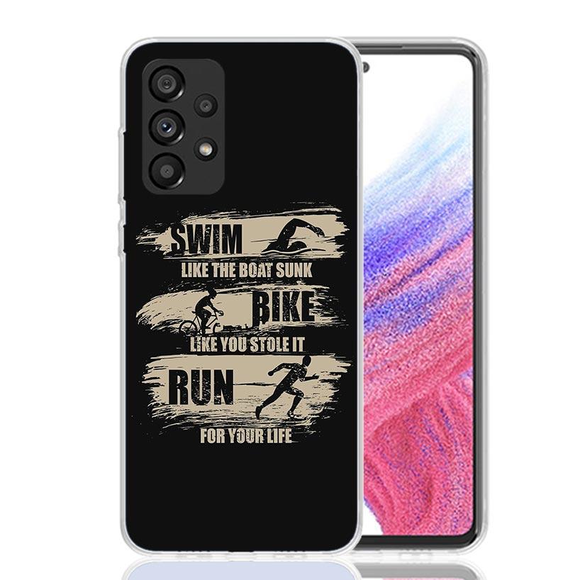 Triathlon Swim Bike Run Phone Case for Samsung Galaxy A17 A16 A15 A14 A13 A57 A56 A55 A54 A53 A37 A36 A35 A34 A33 A26 A25 A24 A2