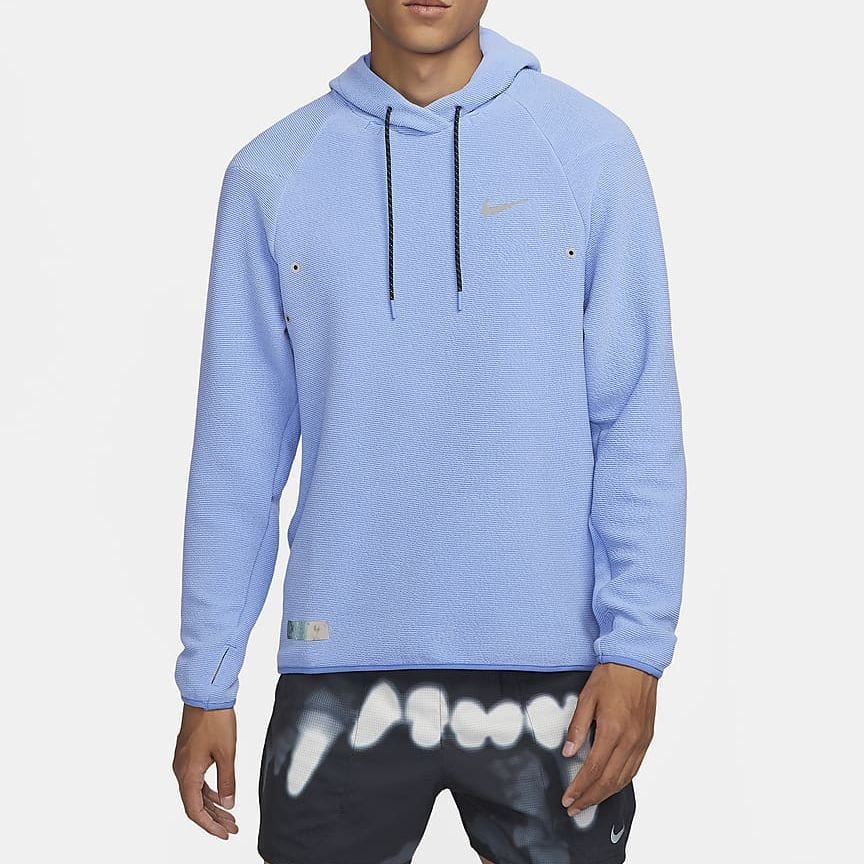 Nike Мужские толстовки Dri Fit Полярно-синие с капюшоном Умеренный Обычный крой FB6865-450