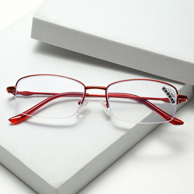 Металлические полуоправы для чтения с защитой от синего света, простые очки для чтения, замедляющие старение, женские сверхлегкие очки для чтения для пожилых людей
