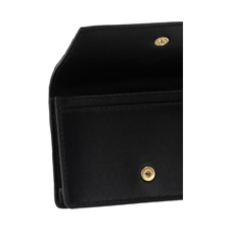 Bottega Veneta Intrecciato Woven Design Snap Closure Lambskin Card Holder Women Card Holder Black 814091VCPP38425