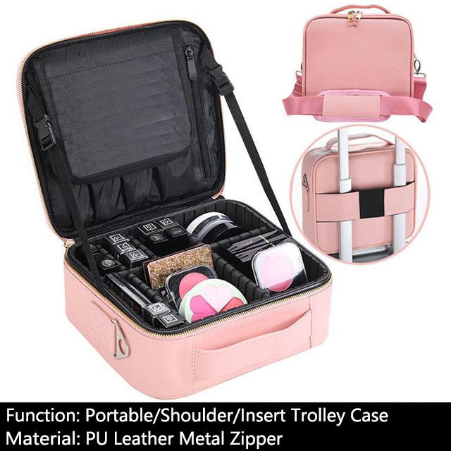 Female Alligator Makeup Case Leather Professional Cosmetic Case Brushes Make Up Suitcase Women Travel Beautician Cosmetics Bag