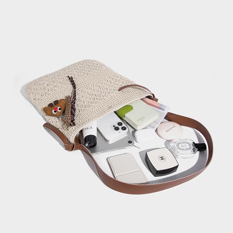 Wax Rope Artistic Woven Fashion Bag Crossbody Bag for Women Versatile Shoulder Bag Bucket Bag Vacation Style Beach Bag