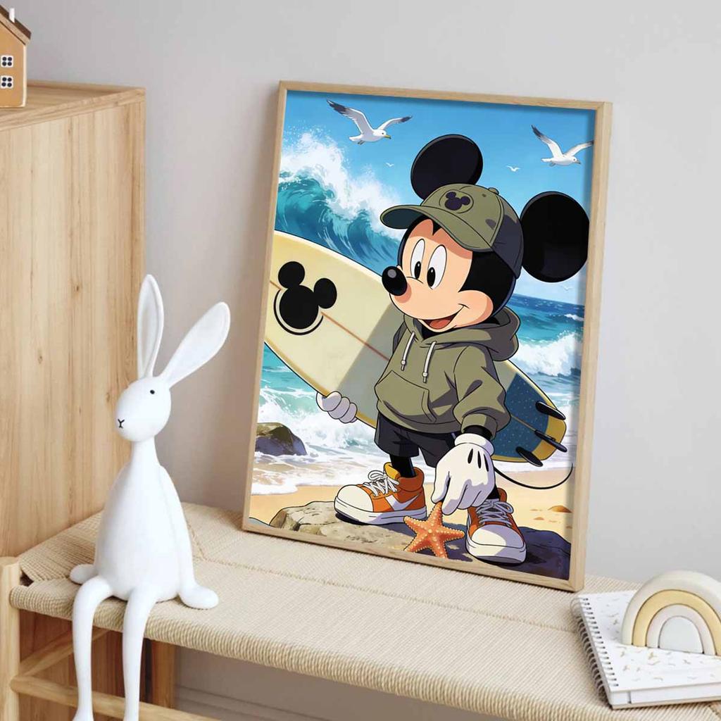 Disney diamond painting handmade diy mosaic Mickey Mouse surfing beach cartoon character rhinestone kit home decoration gift