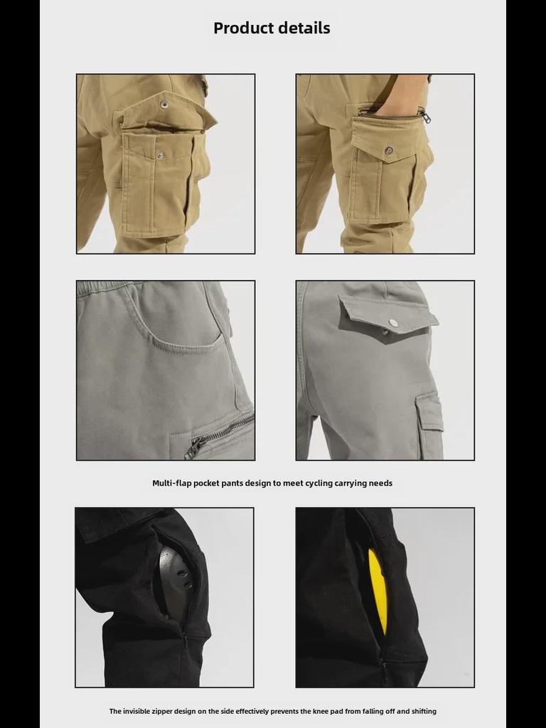 Мотоциклетные штаны унисекс: Комбинезон облегающего кроя с несколькими карманами для защиты от падений на все сезоны