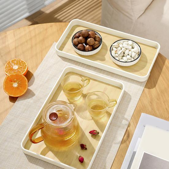 Поднос для чайных чашек с рисунком дерева Современный Противоскользящий Прямоугольный Сверхпрочный ПП Многофункциональный для сервировки фруктов Столовая посуда для хранения