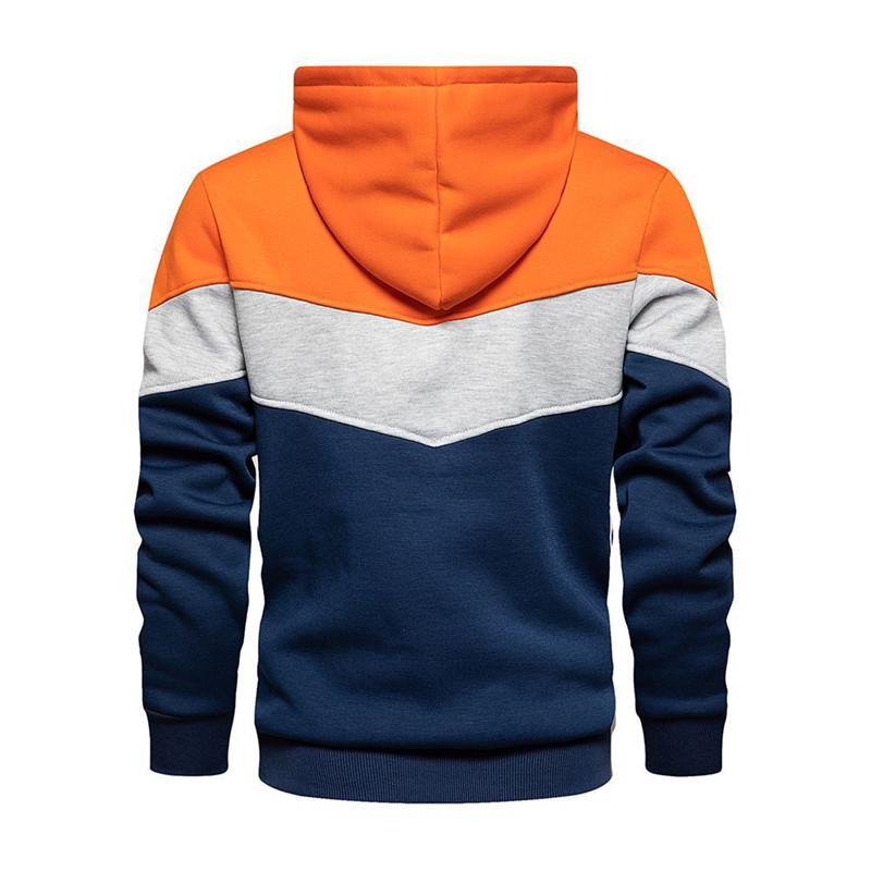 2024 Spring & Fall Color Block Casual Pullover Hoodie with Side Pockets for Men