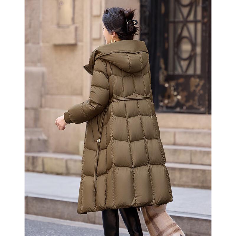 Women's Designer Slim-Fit Hooded Long Goose Down Jacket