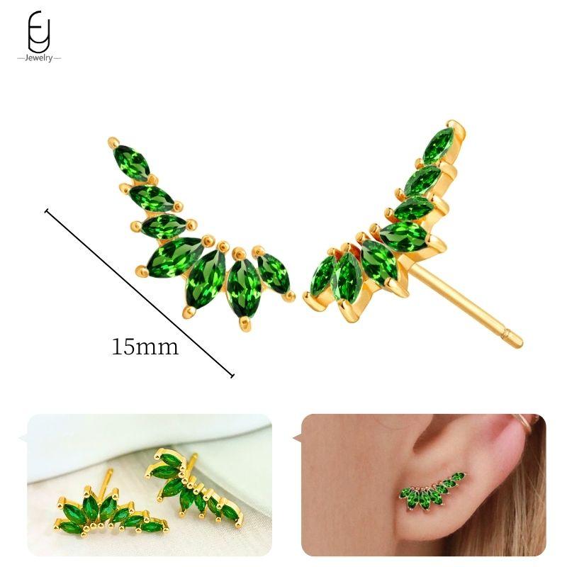 Серьги из стерлингового серебра 925 пробы с зеленым цирконом, золотые серьги-кольца в форме сердца для женщин, изящные пусеты, роскошные ювелирные изделия, подарки