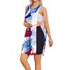 Sleeveless Tear Away Dress for Women Post Shoulder Surgery Independence Day Printed Knee Length Casual Dress with Side Slit