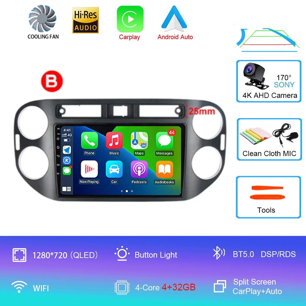 Автомобильное радио Android 14 для VW Volkswagen Tiguan 1 NF 2006 - 2016 беспроводной Carplay авто мультимедийный видеоплеер 4G GPS головное устройство BT