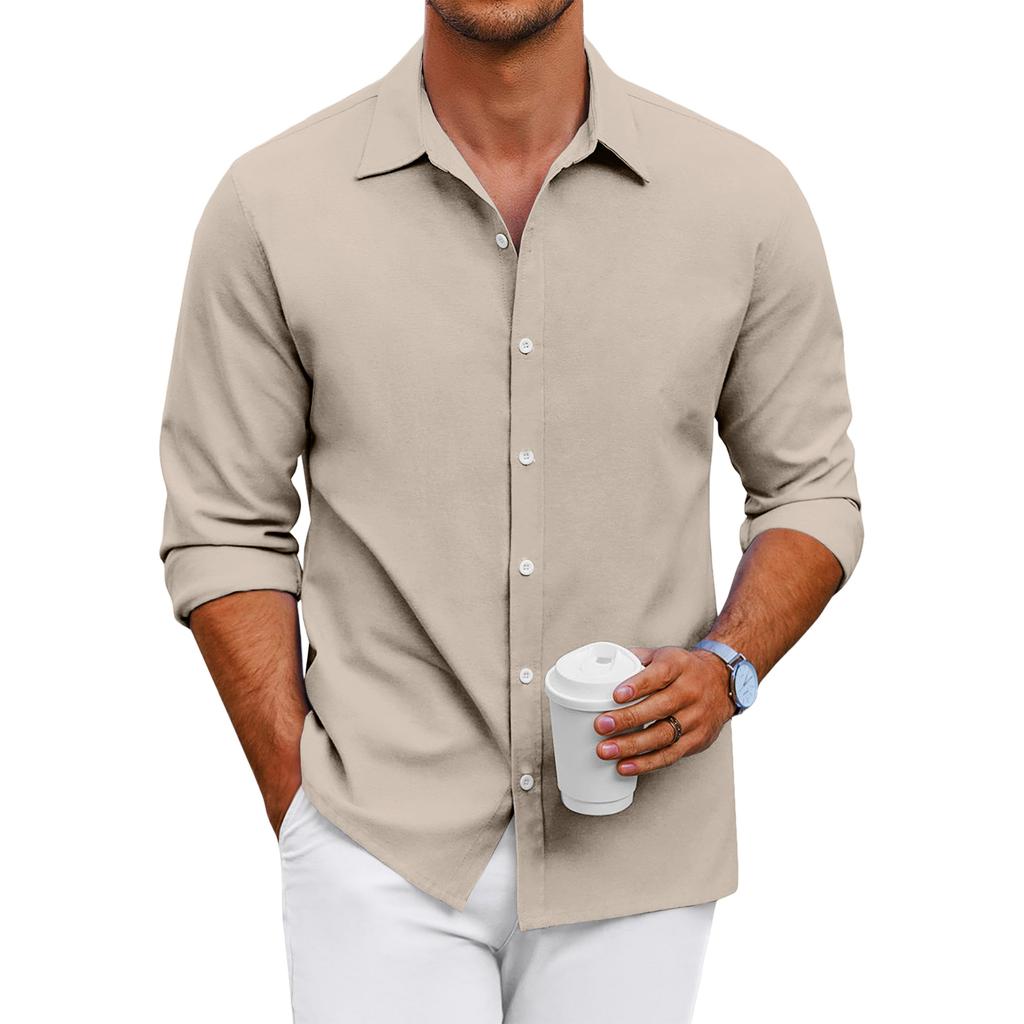 Men's Loose-fitting Casual Button-down Long-sleeved Shirt