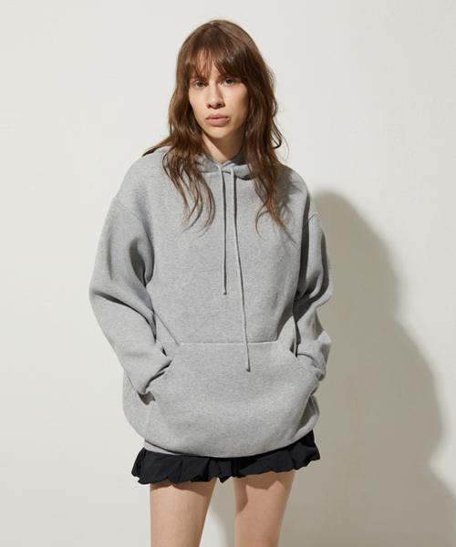 LADY VOLUME Crew Neck Knit Hoodie_Light Gray