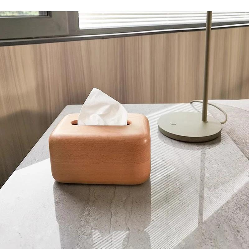 Simple Solid Wood Tissue Box Beech Walnut Napkin Paper Living Room Removable Home Storage Container