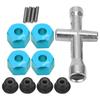 12mm Wheel Hex Hub Adapter 9mm Thick M4 Flange Lock Nuts Cross Wrench Set for 1 10 RC CarBlue
