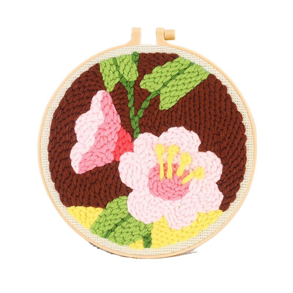 Handmade Punch Needle Set Flower Pattern Rug Punch Embroidery Starter Kit  Educational Toys