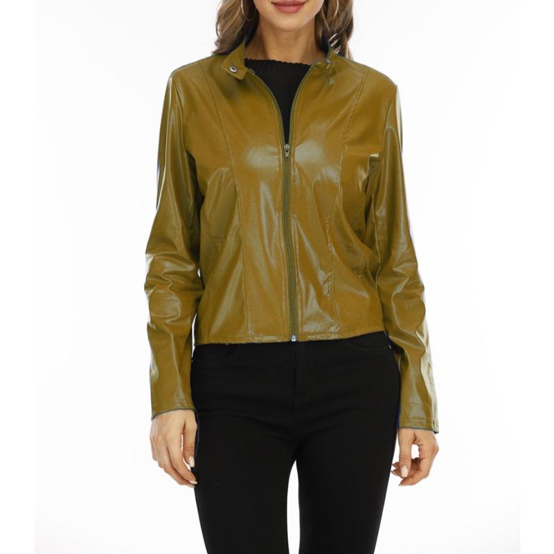 Осенне-зимняя модная кожаная куртка-пиджак женская, городская красота, высококлассный темперамент, с длинным рукавом, женская куртка-пиджак MJ0087