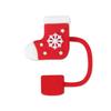 5Pcs Christmas Straw Hat Cup Silicone Straw Topper Tumbler with Handle Dust-Proof Reusable 10mm Beverage Straw Topper