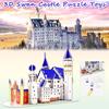 Foam 3D Puzzle New Swan Stone Castle World Architectural Jigsaw Building Model Kit for Kids Toy Gift