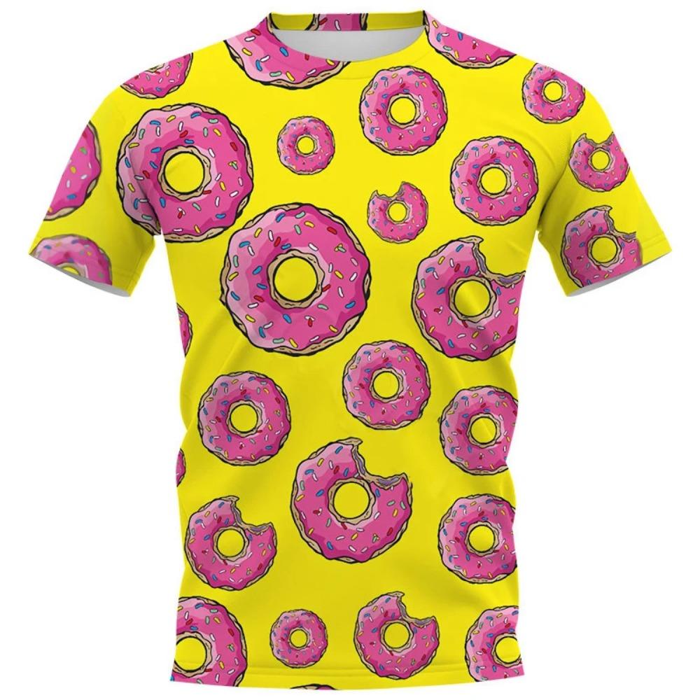 Delicious Food Fashionable Harajuku Style 3D Digital Printed Men's Round Neck Short Sleeved T-shirt