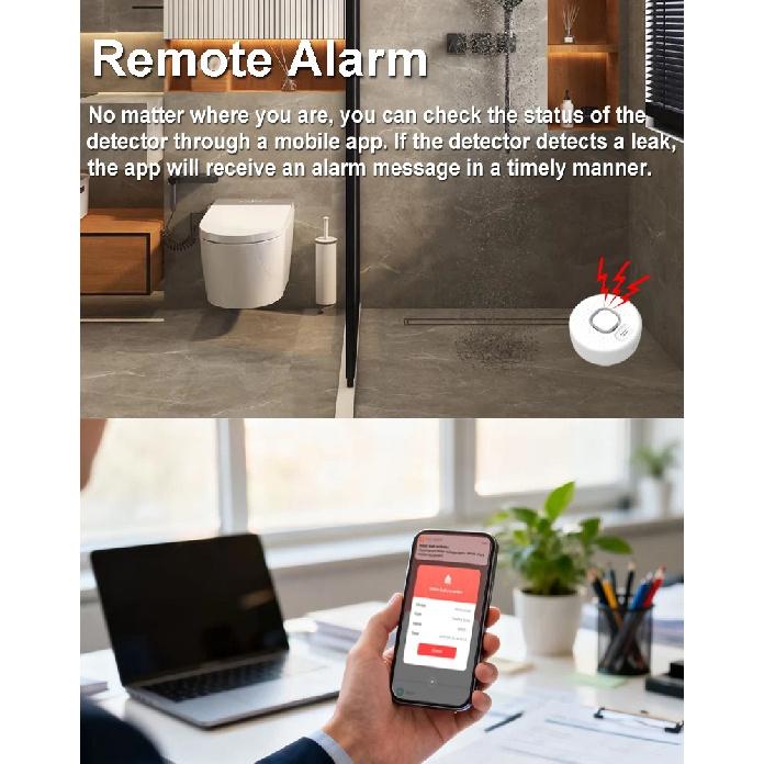 Water Leak Sensor Works With Tuya WiFi or Zigbee Smart Home Kitchen Overflow Safety Detector High-decibel Dripping Water Alarm