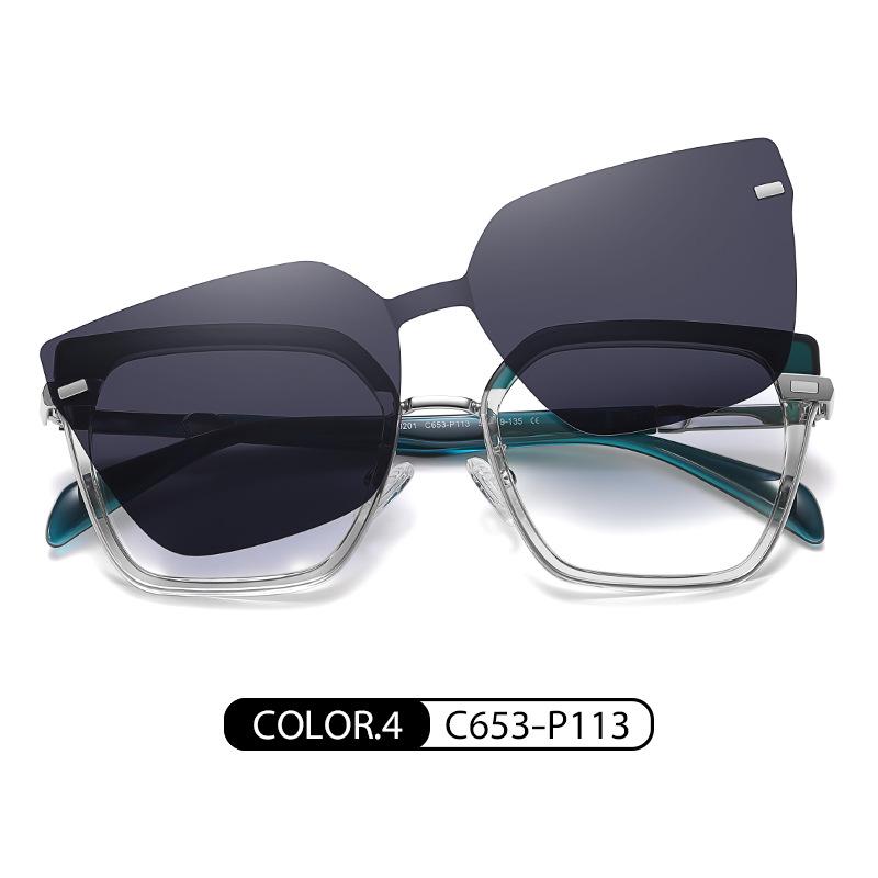 Trendy Magnetic Clip-On Glasses for Myopia, European and American Style Eyeglass Frames for Women CG3201Switch between magnetic polarized sunglasses