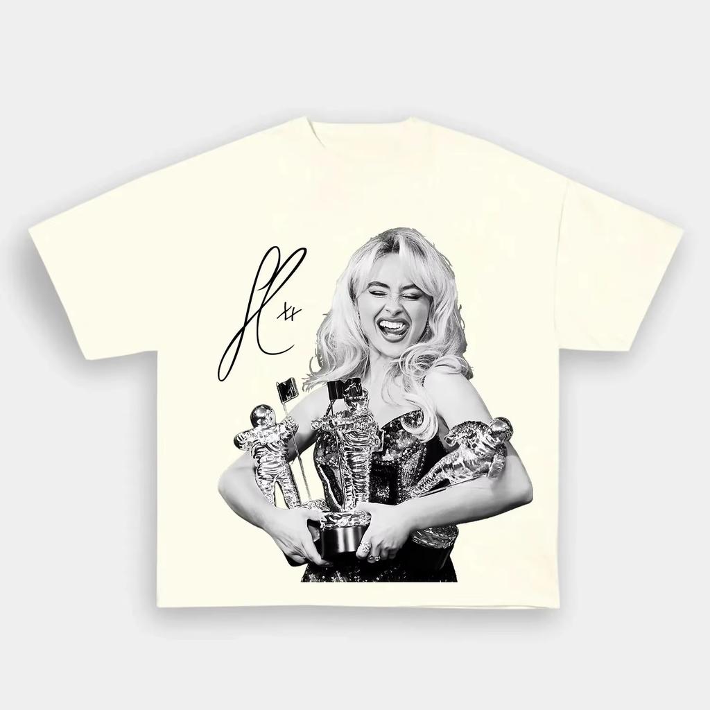 Sabrina Carpenter Unisex Printed T-shirt, Pop Singer N' Sweet Tour Merch, Loose Pure Cotton Women and Men T-shirt