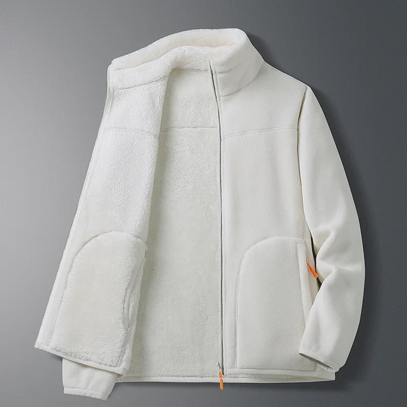 Double-Sided Coral Fleece Jacket - Multi-Color Couple's Autumn/Winter Top