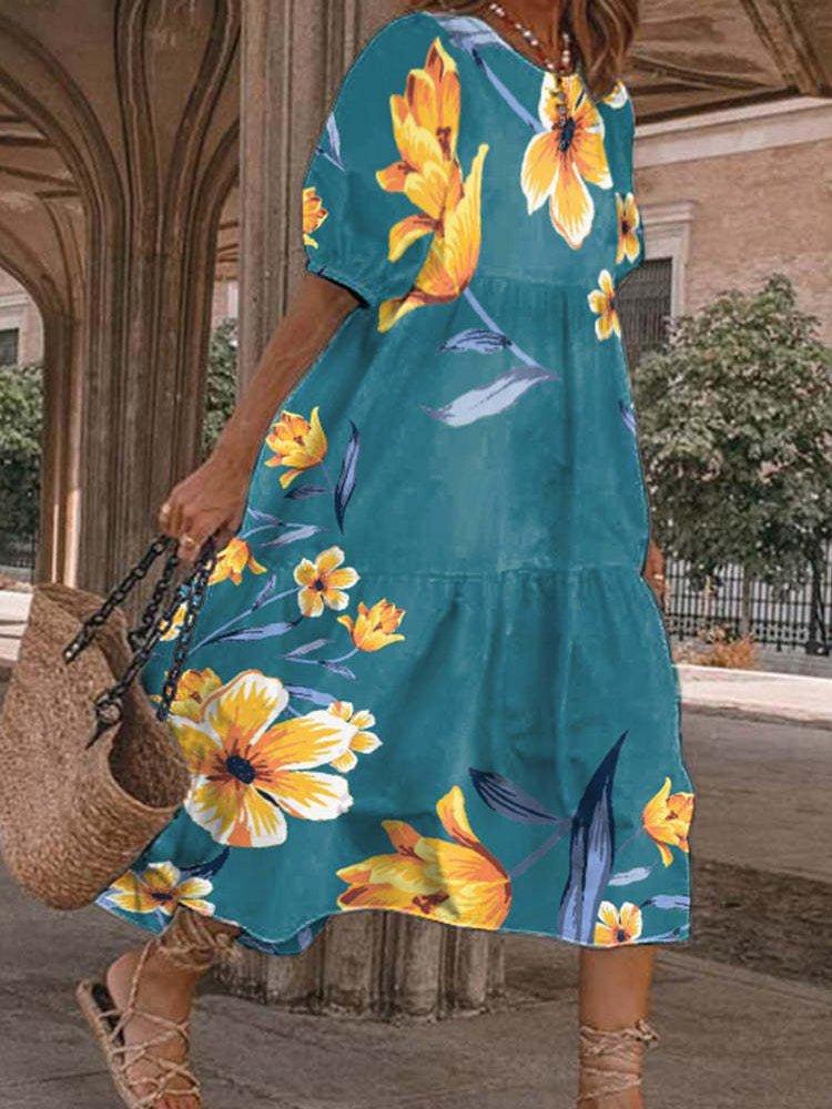 New Summer Models For Ebay Independent Station Fashion Medium-Sleeved Loose Women'S Dress