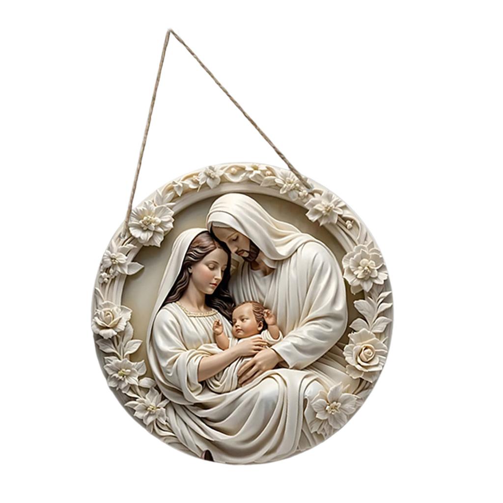 Изготовленная вручную деревянная табличка с изображением Иисуса и Девы Марии, настенное украшение для религиозного украшения дома