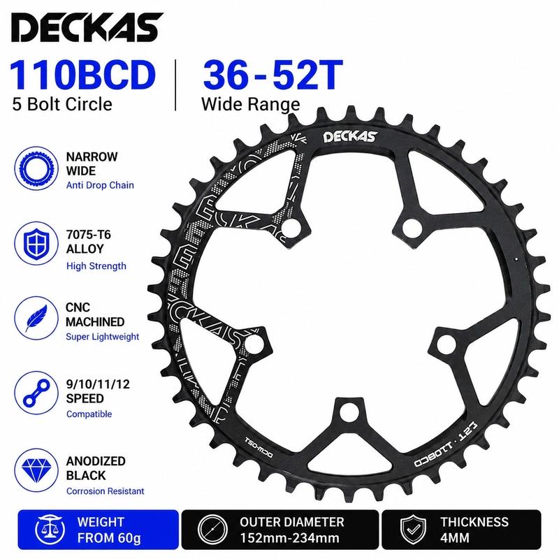 Круглая звезда Deckas 110BCD для Force Red Rival S350 S900 36 38 40 42 зуба Шоссейного велосипеда для Sram Cx Gravel Quarq 5 лучей 110 Bcd