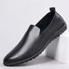 Loafers Mens Non-slip Leather Slip-on Black Comfortable Driving Shoes Sneakers Man Dress Shoes Light Casual Flat PU Leather Shoe
