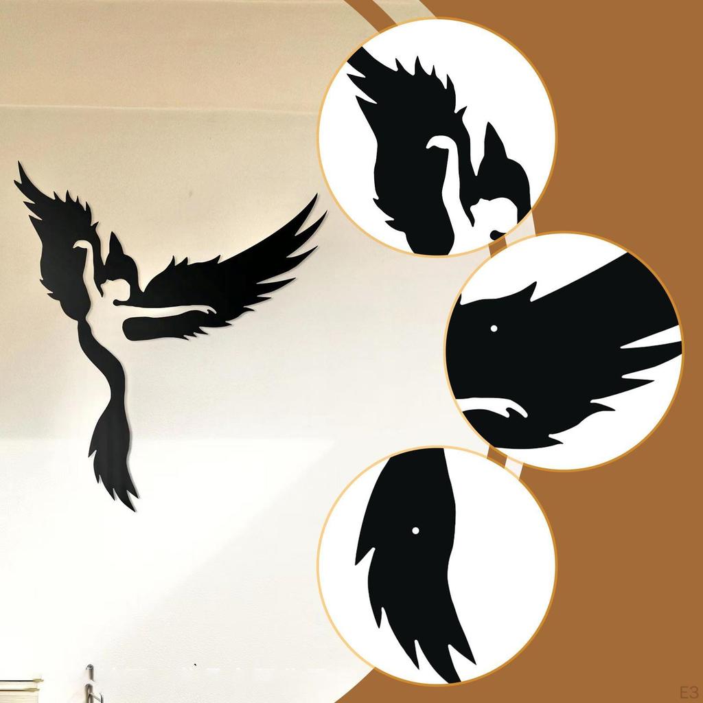 Angel Bird Metal Wall Art Decor Abstract Hanging Accent Modern Indoor Silhouette Minimalist