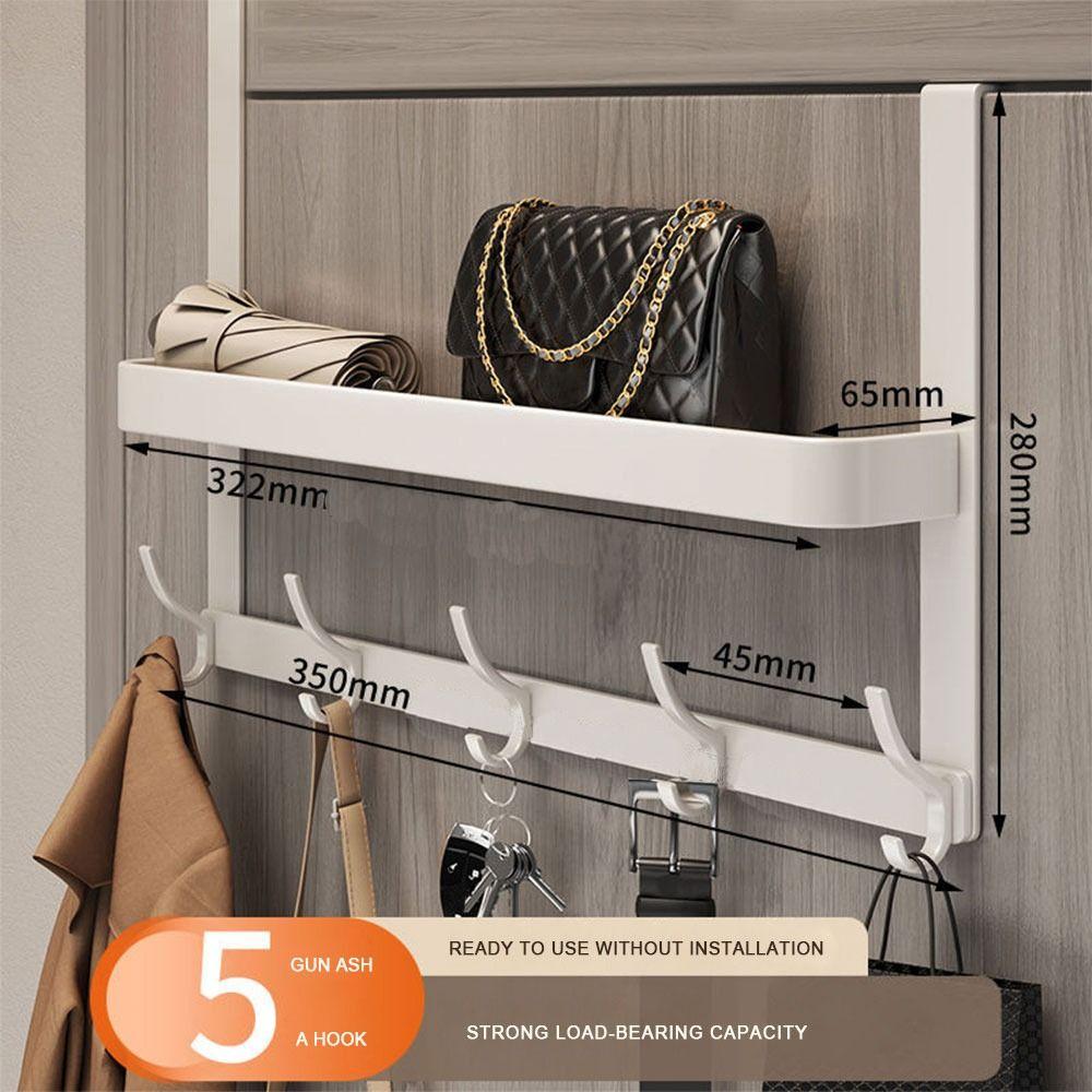 Metal Door Behind Hook 5 Hooks Coat Hat Towel Hanger Household Organizer Accessories